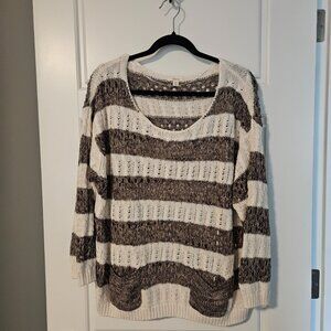 Caslon Ivory and Brown XL Sweater